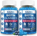 (2 pakuotė) Biotinas Gummies 10,000µg sveikiems plaukams, odai ir vikšrėms suaugusiems - 120 Gummies Vitaminas - Vegan, Non- GMO, Pectin- Based Plaukų sveikatos priedas