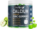 Kalcio magnio cinko gummies 600 mg su vitaminu D3 K2, 120 Gummies Augalų remiantis nemokamai kalcio gummies High Absorbtion Complex Kalcium Addition 70 + Sekti mineralus kaulų stiprumo, Veganas