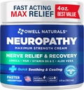 Owell Naturals Neuropathy nerve Relief Cream, Maksimalus stiprumas, be riebalų, Natūralios sudedamosios dalys Arnica, Aloe Vera, MSM, Vitaminas B6, pirštinės, rankos, kojų, kojų diskomfortas, 4 Fl Oz (Pack of 1)