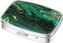 Nipichsha Pill Box, Small Pill Case for Purse & Pocket, Cute Travel Medicine Organizer, Portable Medicine Container Holder to Hold Vitamins, Medication, Fish Oil & Supplement, Green Ocean Marble
