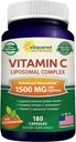 aSquared Nutrition Vitamin C Liposomal Complex - 1500mg Supplement - 180 Capsules - High Absorption VIT C Ascorbic Acid Pills - Supports Immune System & Collagen Health - 90 Servings
