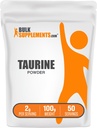 BulkSupplementcom Taurine milteliai - Taurine papildas, Amino rūgščių papildai energijai - Neflavored & Gluten Free, 2g per Serving, 100g (3,5 oz) (pakuotė 1)