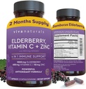 Viva Naturals Elderberry with Vitamin C and Zinc (120 Capsules) - 1000mg Sambucus Elderberry Immune Support Supplement, Black Elderberry Capsules for Adults, Elderberry Vitamins - 2 Months Supply