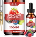 Potassium Magnesium Citrate Supplement, Liquid Magnesium Citrate Drops 200mg with Ashwagandha, Calcium, Zinc, Vitamin D3, B6, B12, CoQ10 - Vegan 2 fl oz Mix Berry Flavor