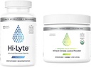 Hi-Lyte Electrolyte Replacement Capsules for Rapid Rehydration | 100 Capsules | Organic Wheatgrass Juice Powder with Kamut | 75 Servings | Delicious Lemon Flavor