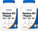 Nutricost Betaine HCl + Pepsin 790mg, 240 Capsules, 2 Bottles (480 Capsules)