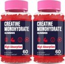 Kreatino monohidratas Gummies moterims & vyrams, Taurine & B6, Chewable Creatina Pre Workout Gummies for Max stiprumo & raumenų augimas, energija, ištvermė, kreatinas vyrams & moterims - 2 Buteliai