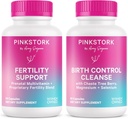 Pink Stork Nėštumas Prep & Vaisingumas parama - Vitex, Inositol, Folate - Gimimo kontrolės Cleanse - 2 Pack