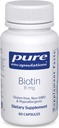 Pure Encapsulations Biotin 8 mg - B Vitaminas priedas prie pagalbos streso, plaukų, odos ir nagų stiprinimas, metabolizmas, angliavandenių palaikymas ir nervų sistema * - su Premium Biotin - 60 kapsulių