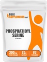 BulkSupp. com Fosfatidilserino milteliai - Fosfatidilserino papildas, nuskustas iš sojos pupelių - 300 mg vienam servinimui (60 mg fosfatidilserino), 25g (0,88 oz) (pakuotė po 1)
