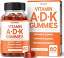 ADK Gummies Vitaminas D3 K2 (60 Cukraus nemokamai Gummies) Vitaminas D3 K2 10000iu / 5000iu - Priedas su D & K - 10 Vegan Priedas - Skanus aviečių skonio - Ne GMO & JAV Pagaminta - 60 Count