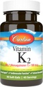 Carlson - Vitaminas K2 MK- 7 (menachinonas), 180 mcg, Kaulų Palaikymas, Kalcio bioprieinamumas, K2 Vitaminas, Vitaminas K-2, 90 Softgels