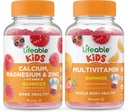 Gyvybingas kalcio magnio ir cinko vaikai + Multivitaminas vaikai, Gummies Bundle - Didžiosios Degustacijos, Vitaminas papildas, Gluten Free, GMO nemokamai, Chewable Gummy