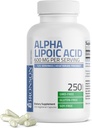 Bronson Alpha Lipoic Acid 600 mg Free Radikal Scavenger Palaiko Sveikata - Ne GMO, 250 Vegetariškų kapsulių (125 tarnystės)