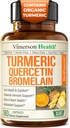 Quercetinas su Bromelain Turmeric Curcumin Addition - Alergija Religija, Jungtinė ir imuninė parama - Organinis Turmerinis priedas su Black Pepper (Bioperine) - 180 Quercetin 500mg Capsules