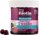 Grynumas Produktai MyBiotin ProClinical Gummies - Ticker Plaukų Pradedant 3 savaites ir muštynių raukšlės - MB40X Biotin Matrix w / Astaxanthin - 40X Daugiau tirpių vs Įprasta Biotin 30 Berry Gummy Chews