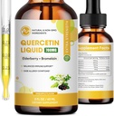 (2 pakuotė) Quercetin Skysti lašai - Quercetin papildai 700mg - 4X Stipresnis Than Pills & Capsules - 5 į 1 Quercetin su Bromelan Elderberry Vitaminas imunitetui kvėpavimo sveikatos- 2 Fl Oz * 2