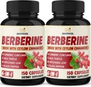 2 Pack Berberine HCl- Plus Ceilonas Cinnamon, Turmerinis, Pieno Tistle, Artichoke, Black Pepper, Berberine HCI Šaknų papildai tabletes - Imuninė sistema