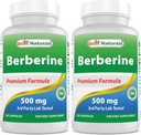 Geriausi Naturals Berberine 500 mg 120 kapsulių - Palaiko imuninę funkciją, širdies ir kraujagyslių bei virškinimo trakto funkciją (120 skaičius (2 rinkinys))
