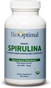 BioOptimal Organic Spirulina Tablets - Organic, Non- GMO, No Additives or Fillers - 500mg Premium Quality Dieta Priedas su vitaminais, mineralais ir antioksidantais (240 tablečių)