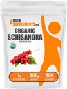 BulkSupplemen.com Organic Schisandra Powder - Organic Schisandra Addition, from Schisandra Berry - Gluten Free - 1g per Serving, 500g (1,1 lbs) (Pakuotė iš 1)