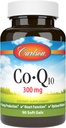 Carlson - Co- Q10, Co- Enzyme Q10, 300 mg, Energijos gamyba ir širdies funkcija, 60 Softgels
