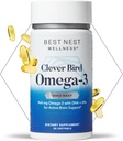 Geriausia Nest Wellness Omega-3 Softgels - Žuvų taukų papildas Palaiko smegenų sveikatą - Maistinė parama moteriai - EPA & DHA papildas Aids Immune System Health - 30 Softgels