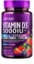 Pastatyta Nature Chewable Vitaminas D3 5000 TV - Vitamino D priedas Chews - Cukrus ir natūralus uogų skonis - 60 tablečių