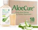 AloeCure USDA Organic Aloe Vera sultys Pagaminta per 12 valandų derliaus - Pure Aloe sultys Natūralus Digestion, Imuninė sistema ir subalansuotas Stomach Rūgštingumas, 18 x 500 ml Buteliai