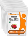 BulkSupples.com Organic Beet Root Extract Mills - Betų šaknų milteliai, azoto oksido papildai - Vegan & Gluten Free, 400mg per serving, 1kg (2,2 lbs) (Pakuotėje po 5)