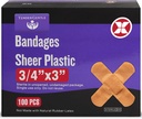 Lipni Bandage - Dėžutė 100 3 / 4 "Lankstūs latakai plastikiniai latakai, įpjovos, įdegis - Latex Free, Sterile Small Bandages