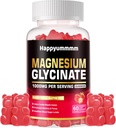 Magnesium Glycinate Gummies 1000mg - Sugar Free Magnesium Potassium Supplement with Vitamin D, B6, CoQ10 for Calm Mood & Sleep Support - 60 Strawberry Gummies.