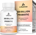 300 Billion KSV Probiotikai - Probiotikai moterims ir vyrams, 12 Probiotinės padermės Plus Prebiotikai, imuninei ir digestic, Gut Health, Gas Bloating, SheldStable - 60 cps