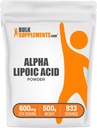 BulkSupp. com Alpha Lipoic Acid Mills - ALA Addition, Antioksidantas Priedas - Gluten Free, 600 mg per Serving, 500g (1,1 lbs) (Pakuotėje yra 1)