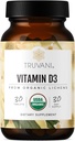 Truvani Organic Vitamin D3 - Plant-Based, USDA Organic, Gluten-Free, Non-GMO, Vegan D3 Supplement - Supports Bone, Immune & Brain Health - 30 Tablets