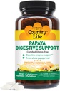 Country Life Chewable Papaya Enzymes for Digestion Support - Natural Pineapple & Papaya Favor, Assists with Nutrient Absorption, Sudėtyje yra Papain & Protease - 200 ir 500 Wafers Prieinami
