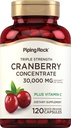 Pipecing Rock Cranberry pylimai ® 124; 30,000 mg ® 124; 120 Capsules ® 124; Papildoma moterims ir vyrams ® 124; Triple stiprumo koncentratas ekstraktas plius vitaminas C ® 124; ne GMO, Gluten Free