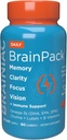 Brainiac Dienos BrainPack Gummies, Palaiko smegenų sveikatą su Omega 3 DHA EPA DPA, Cholinas, B6 & B12 ir Lutein akių sveikatai su imunine parama, Citrus Berry Schilor, 90 ct