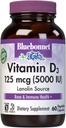 Bluebonnet mityba Vitaminas D3 5000 TV Daržovių kapsulė, Padėjėjai raumenų ir skeleto augimo, Cholekalciferolis iš lanolino, D3, Ne GMO, Gluten Free, Sojų nemokamai, pieno nemokamai, Kosher, 60 Count