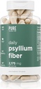Kasdien Psyllium Husk Fiber papildas Pure skirtas vyrams & Pure - vyrams 124; Digital Regudenity & Gut Health Support - 124; Tirpus pluoštas milteliai, 2,5 mg per serving - 124; 150 kapsulių