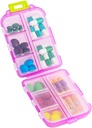 Travel Pill Organizer, Moisture Proof Daily Medicine Dispenser Box, Small Weekly Vitamin Case for Supplement, Fish Oil, Meds, Pocket Pharmacy Cute Capsule Container 10 Compartments, Pink