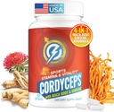 Cordyceps Mushroom Capsules - Immune & Energy Support Additional with Cordyceps Militaris, Maca Root, Ginseng, Rhodiola, Mushroom Additive for Endurance, Stamina, Athletic Performance, 60 Capsules