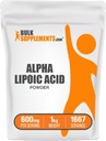 BulkSupplesscom Alpha Lipoic Acid Mills - ALA Addition, Alpha Lipoic Acid 600mg - ALA Mills, Gluten Free - 600 mg Alpha- Lipoic Acid for Serving, 5kg (11 lbs) (pakuotė po 5)