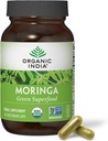 Organic INDIA Moringa Capsules Organic - Moringa Priedas - Žaliasis maistas, Moringa Leaf Capsules, Pure Supergreen, Vegan Green, Nature 's Multivitaminų, Vegan, Gluten- Free - 60 Capsules