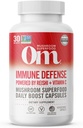 Om mušroom Superfood Immunamic Defense Capsules Superfood Addition, 90 Count, 30 Dienų, Mushroom Blend, Reishi, Turkey Tail, Maitake, Agaricus Blazei, Vitaminas C, Vegan