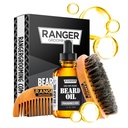 Beard Kit by Ranger Grooming Company by Leven Rose, 100% Ekologiška Natūrali Fragrance Nemokama Nekvapi barzdos aliejus, Boar Bristle barzdos Brush, Natural Wood Comb Beard Care Starter rinkinys vyrams