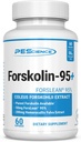 PeScience Forskolin Capsules, 95% Pure Forskolin ekstraktas iš Coleus Forskohlii, Patented ForsLean, 50mg, 60 Count