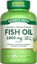Nature's Truth Omega 3 Fish Oil 2000 mg | 125 Liquid Softgels | Burpless, Lemon Flavor Pills | Non-GMO and Gluten Free Supplement