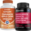 Ceilonas Cinnamon (1pk) ir Fadogia Tongkat Ali (1pk) Priedas Bundle - Stiprūs vitaminai širdžiai, energijai, raumenims, testosterono, & Imuninė parama - Non-GMO, Vegan, Gluten- Free