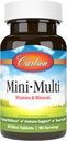 Carlson - Mini- Multi, Vitaminai ir mineralai, Imuninė parama ir širdies sveikata, Optimali sveikata, 90 mini tabletės.